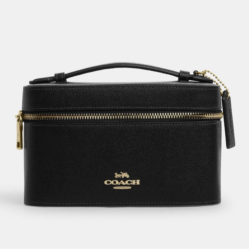 New COACH COSMETIC CASE CROSSBODY BAG (COACH CW727) GOLD/BLACK